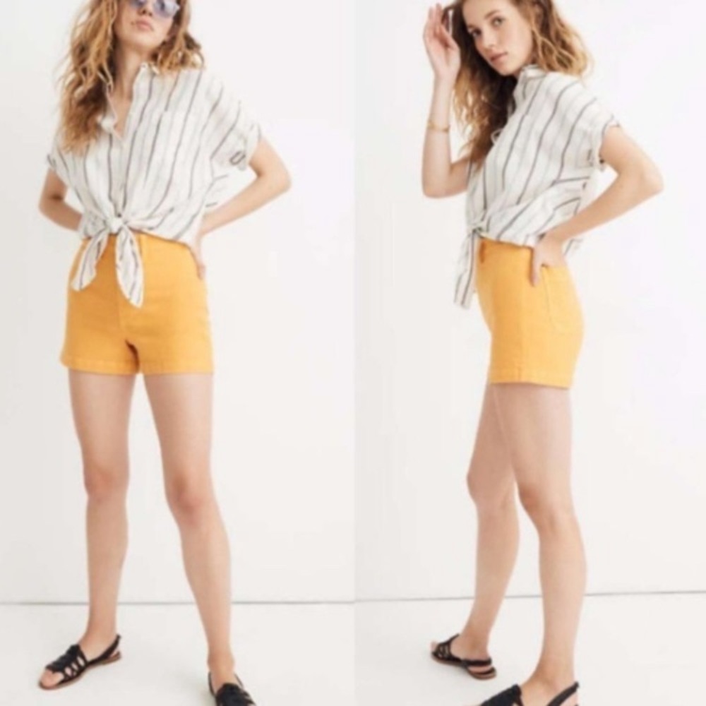 Madewell Orange Hi-Rise Emmett Shorts